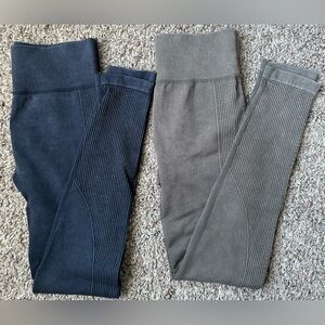 Aeropostale High Waisted Ribbed Leggings Navy and Olive Green